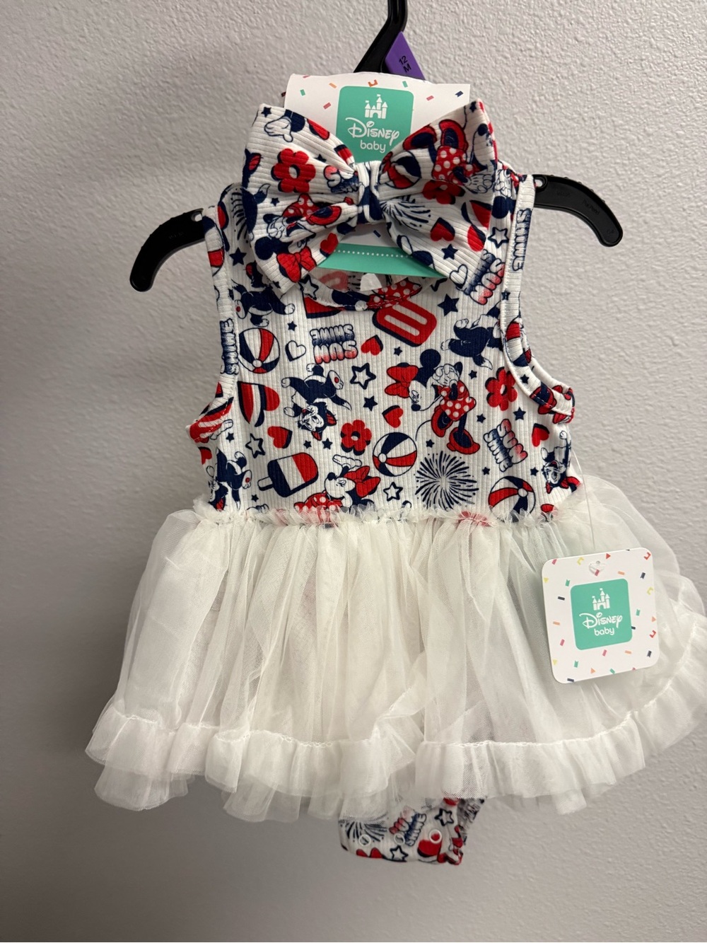 Disney Baby Red, White & Blue Tutu Dress with Bow